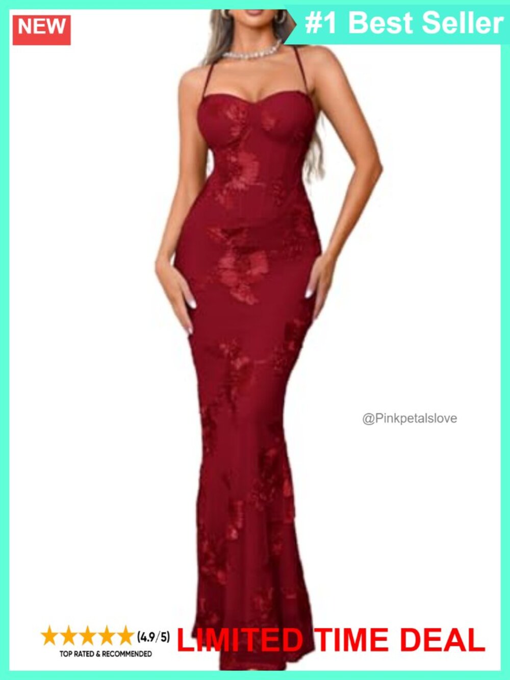 3D Floral Embroidered Corset Prom Dress Mermaid Bodycon Lace Up Gown